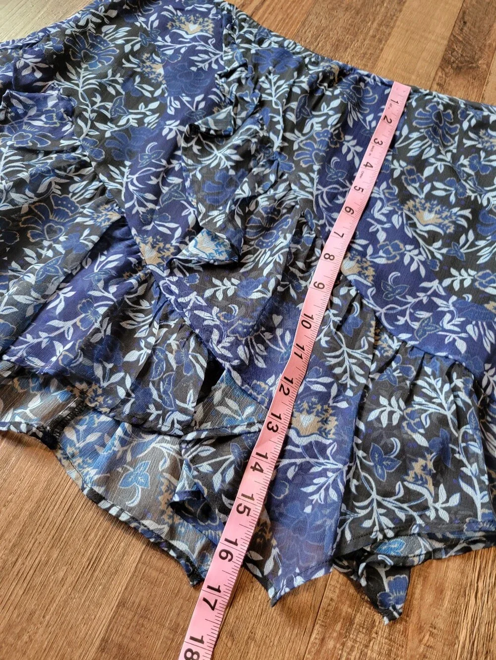Free People Blue Floral Botanical Asymmetrical Fairycore Mini Skirt